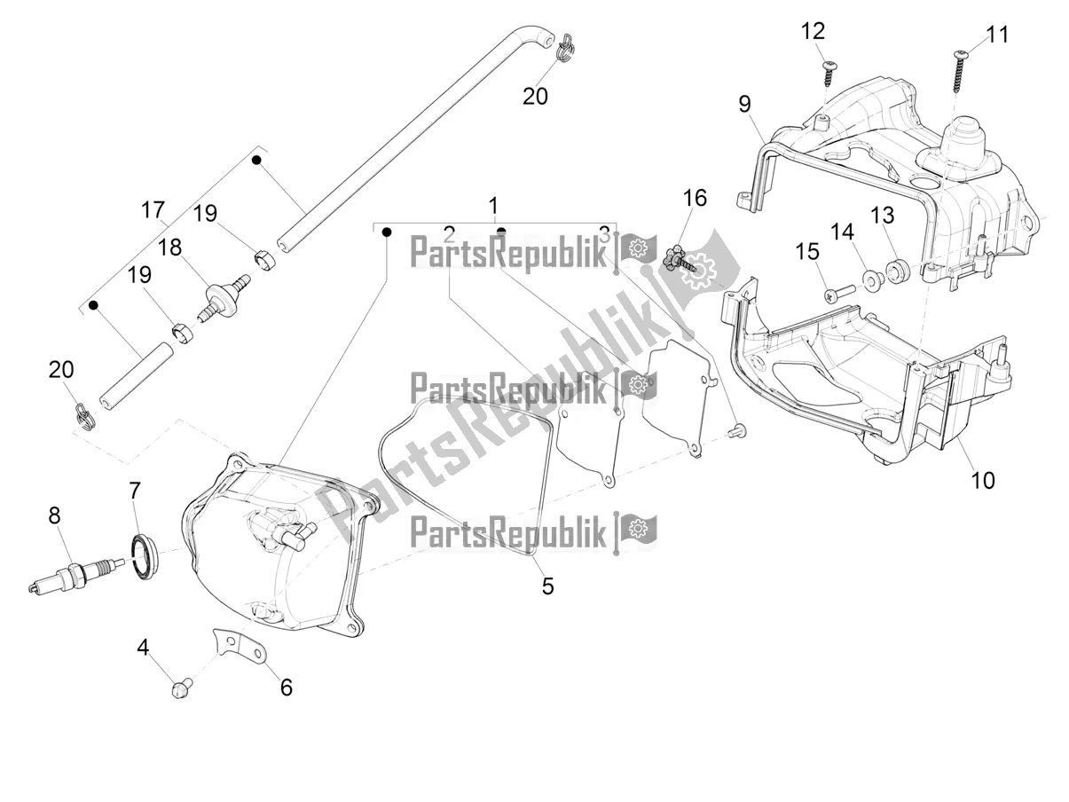 All parts for the Cylinder Head Cover of the Piaggio ZIP 50 4T 25 KM/H 2022