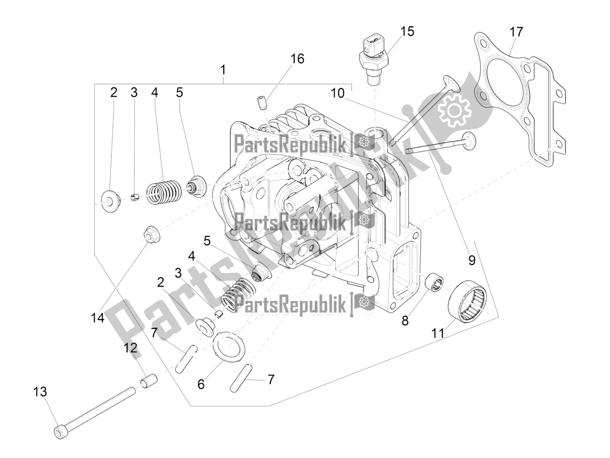 All parts for the Cylinder Head Unit - Valve of the Piaggio ZIP 50 4T 25 KM/H 2022