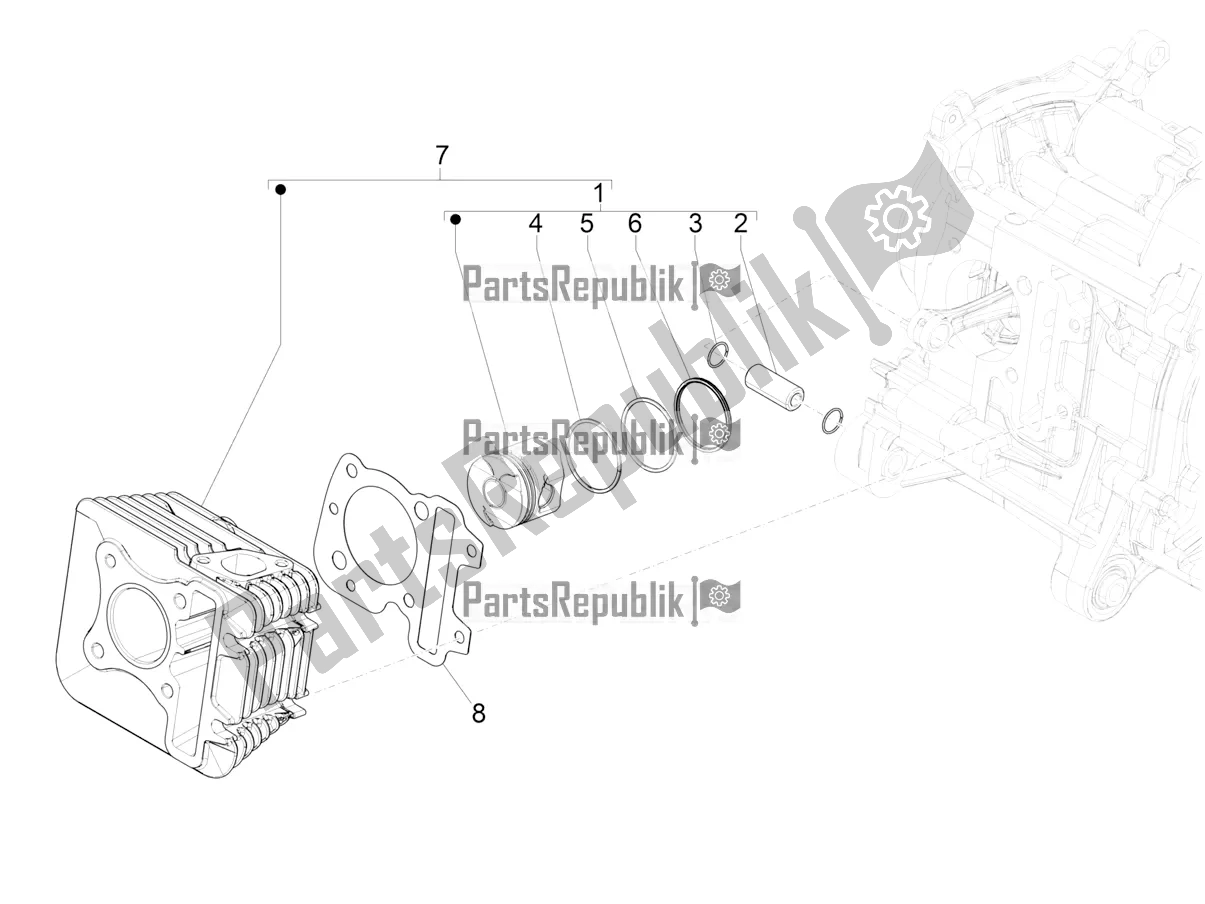 Todas las partes para Unidad De Pasador Cilindro-pistón-muñeca de Piaggio ZIP 50 4T 25 KM/H 2022