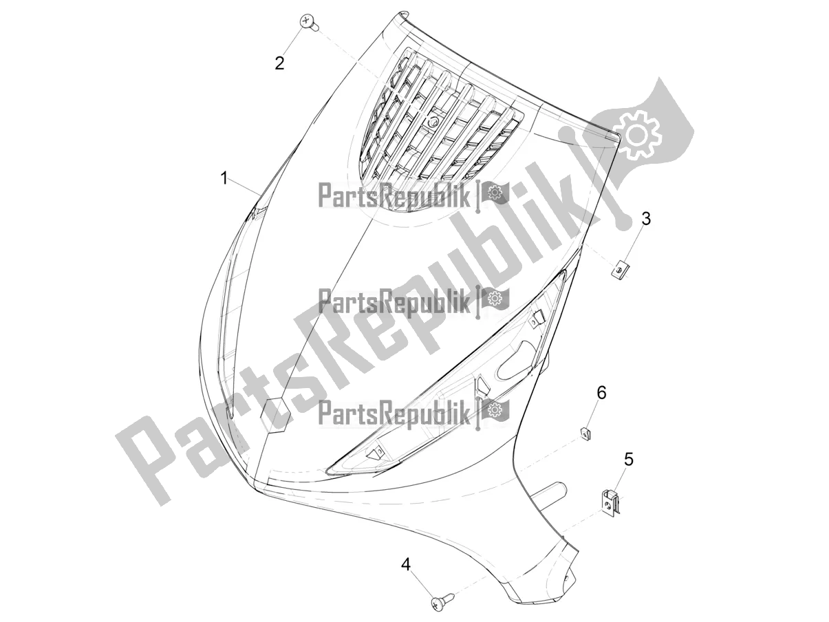 All parts for the Front Shield of the Piaggio ZIP 50 4T 25 KM/H 2022