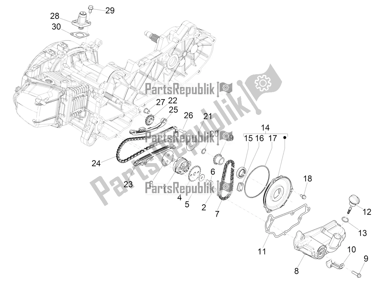 Toutes les pièces pour le La Pompe à Huile du Piaggio ZIP 50 4T 25 KM/H 2022