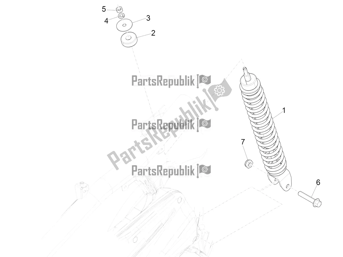 All parts for the Rear Suspension - Shock Absorber/s of the Piaggio ZIP 50 4T 25 KM/H 2022