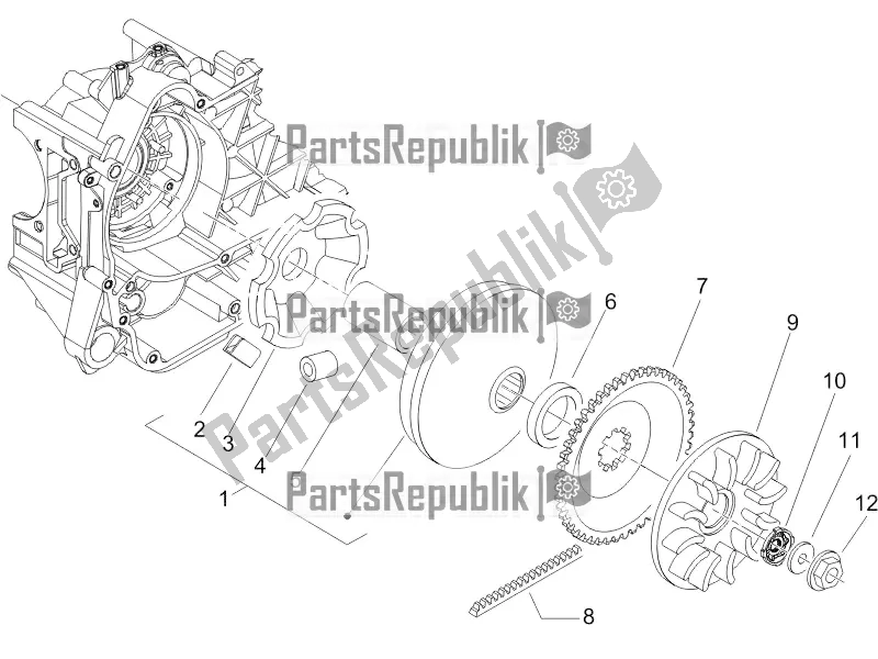 All parts for the Driving Pulley of the Piaggio ZIP 50 4T 2016