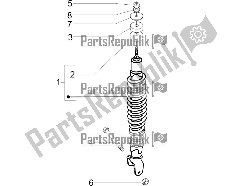 Tutte le parti per il Sospensione Posteriore - Ammortizzatore / I del Piaggio ZIP 50 4T 2016