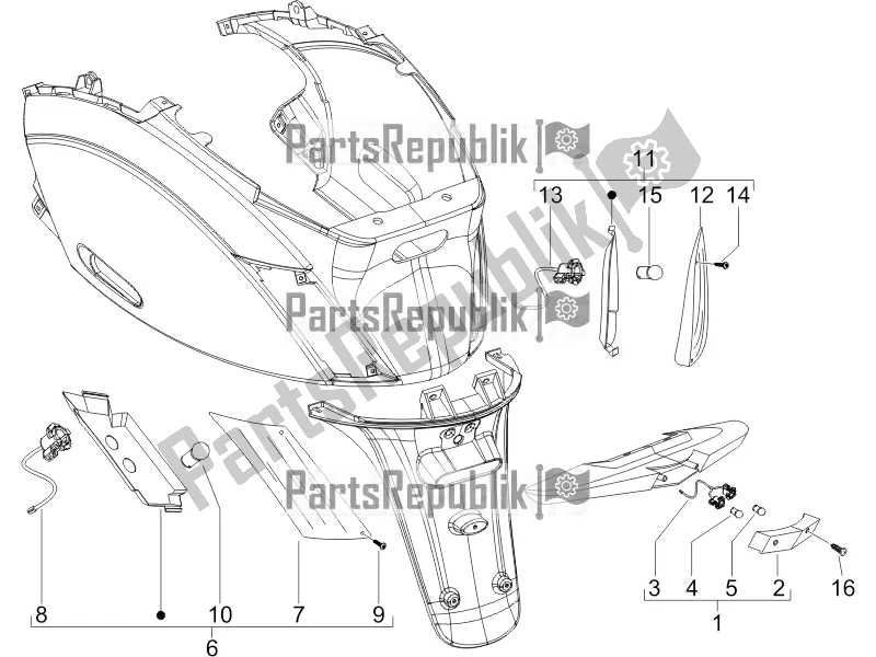 Toutes les pièces pour le Phares Arrière - Clignotants du Piaggio ZIP 50 4T 2017