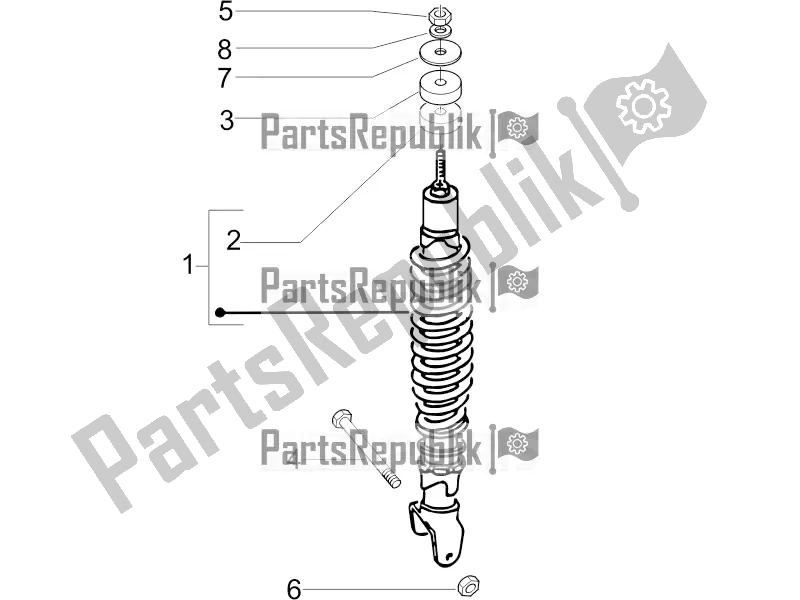 Toutes les pièces pour le Suspension Arrière - Amortisseur / S du Piaggio ZIP 50 4T 2017