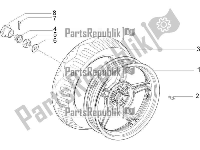 All parts for the Rear Wheel of the Piaggio ZIP 50 4T 2017