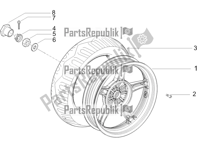 All parts for the Rear Wheel of the Piaggio ZIP 50 4T 2017