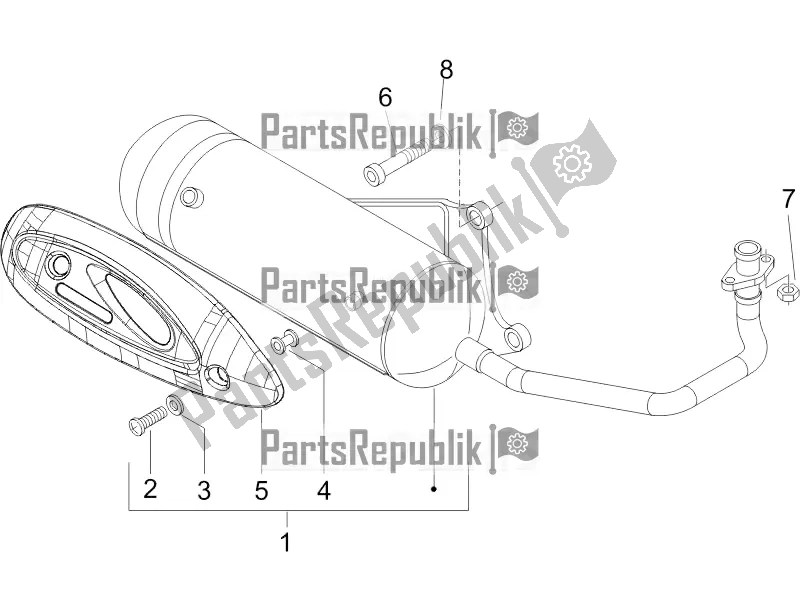 Toutes les pièces pour le Silencieux du Piaggio ZIP 50 4T 2017