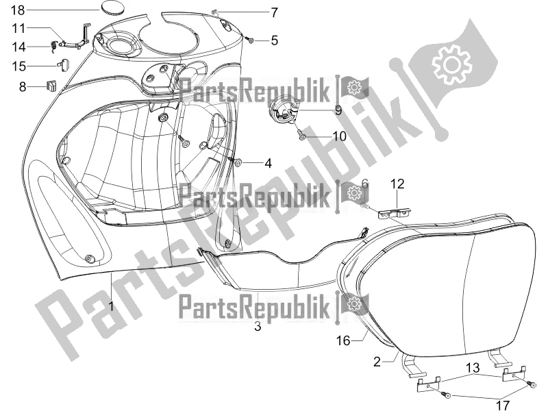 Todas las partes para Guantera Frontal - Panel De Rodilleras de Piaggio ZIP 50 4T 2018