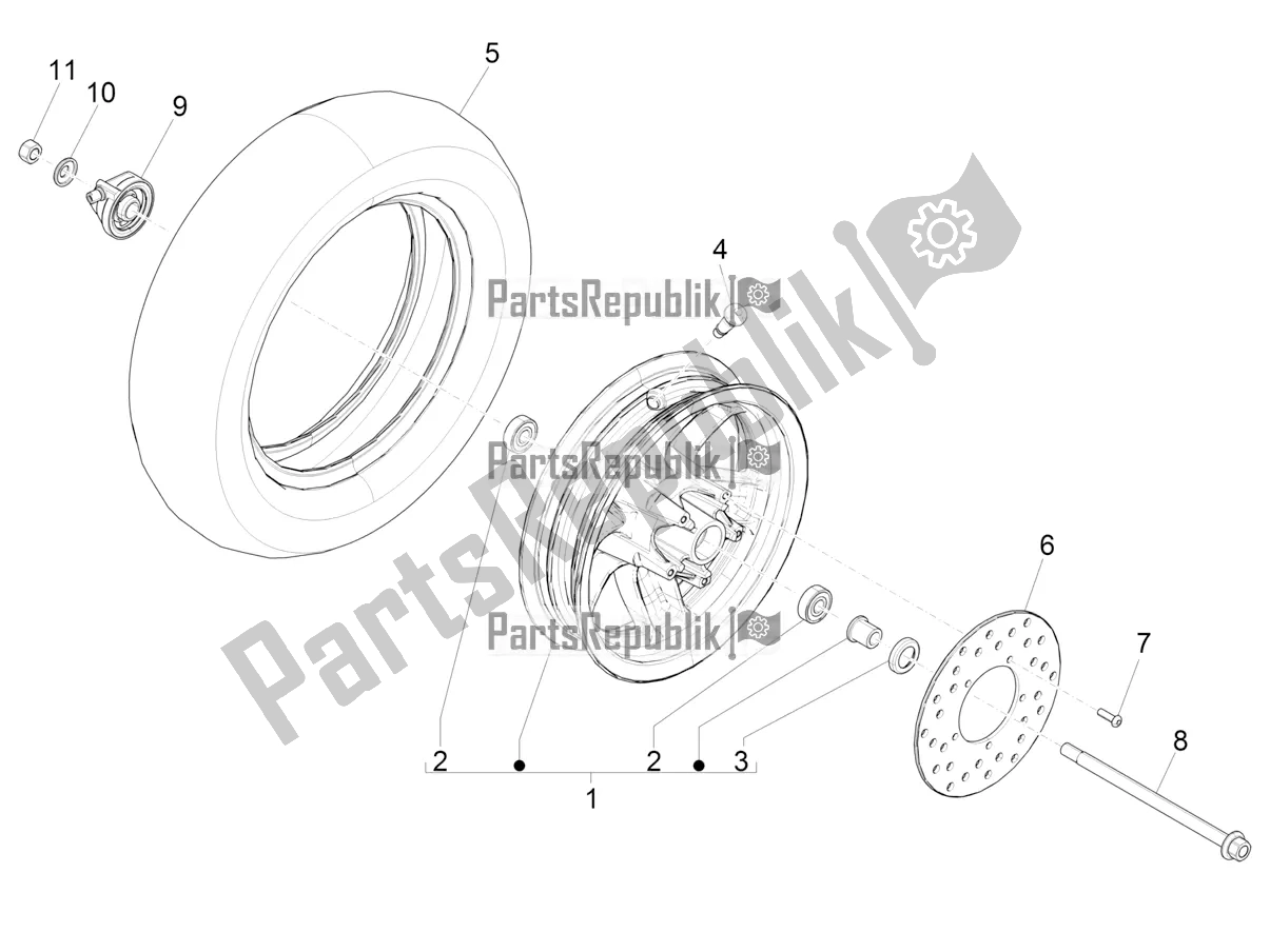 All parts for the Front Wheel of the Piaggio ZIP 50 4T 2018