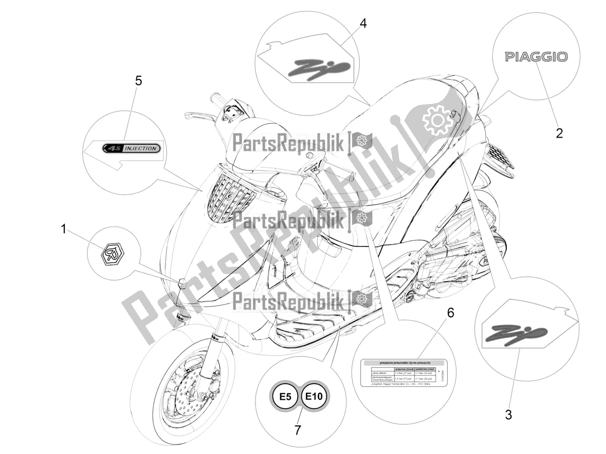 Toutes les pièces pour le Plaques - Emblèmes du Piaggio ZIP 50 4T 2019