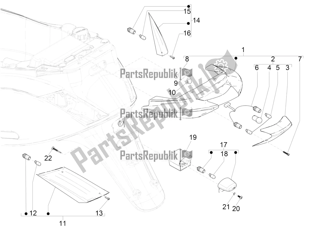 Toutes les pièces pour le Phares Arrière - Clignotants du Piaggio ZIP 50 4T 2019