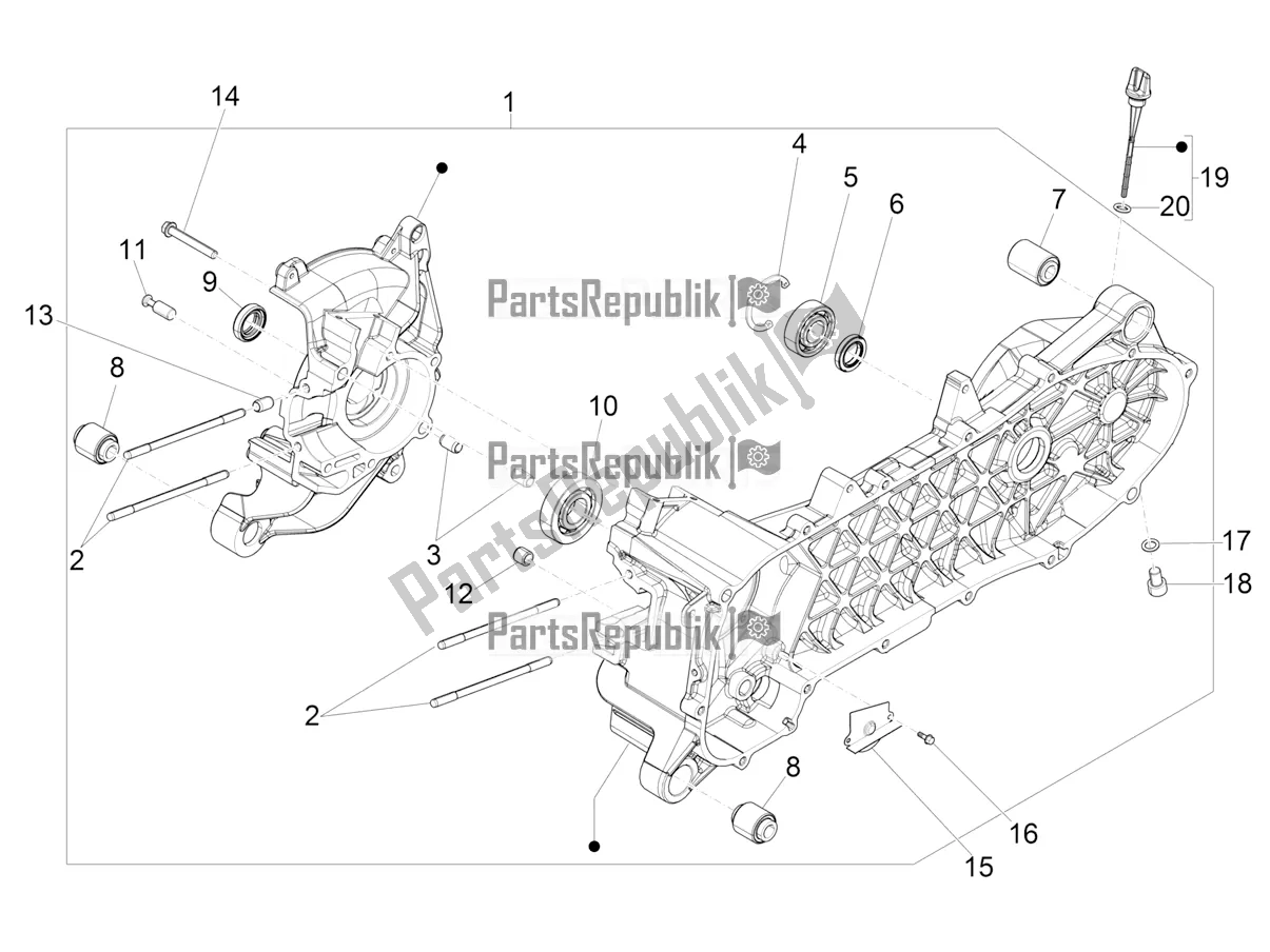 All parts for the Crankcase of the Piaggio ZIP 50 4T 2020