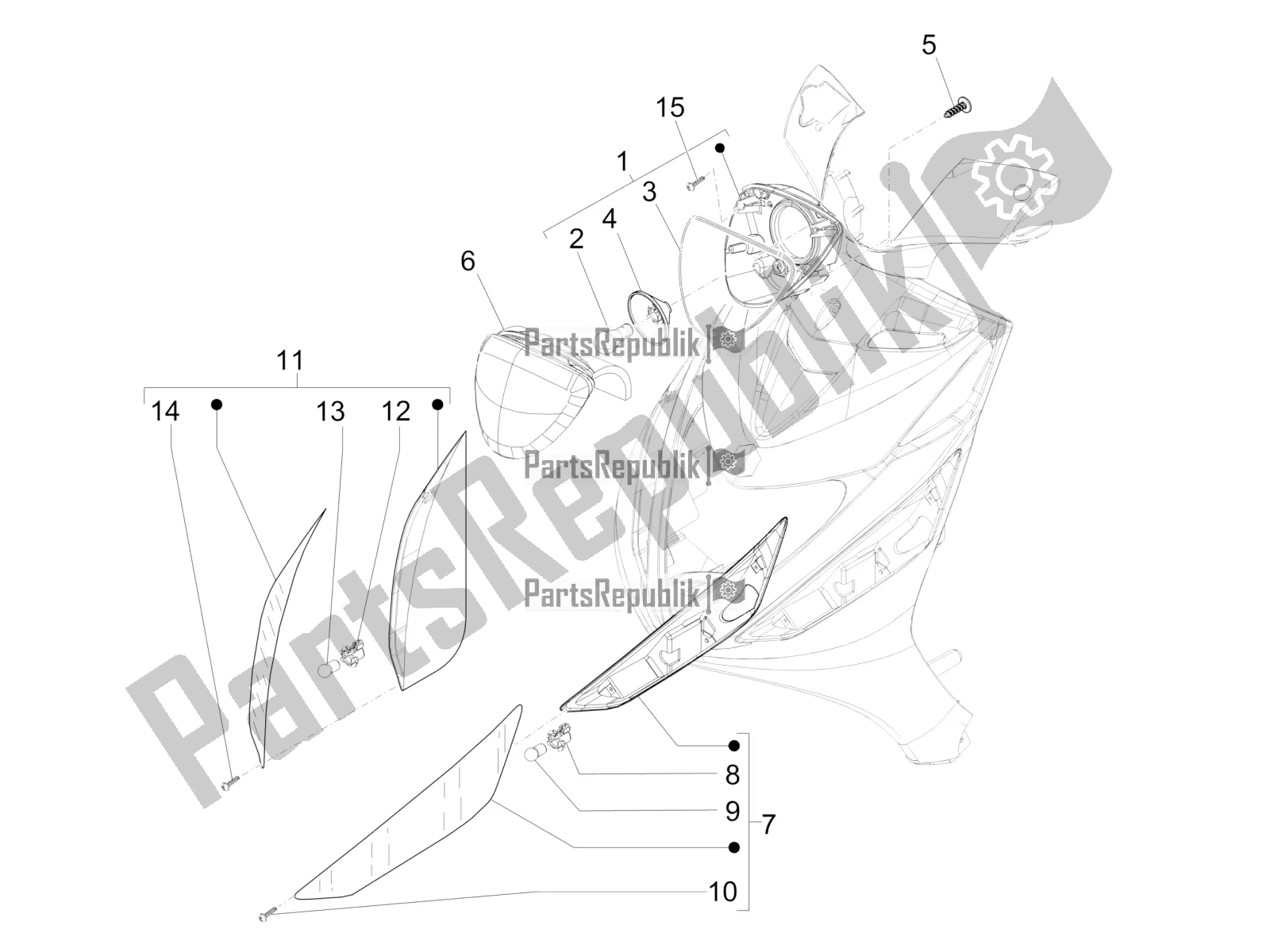 Toutes les pièces pour le Phares Avant - Clignotants du Piaggio ZIP 50 4T 2020