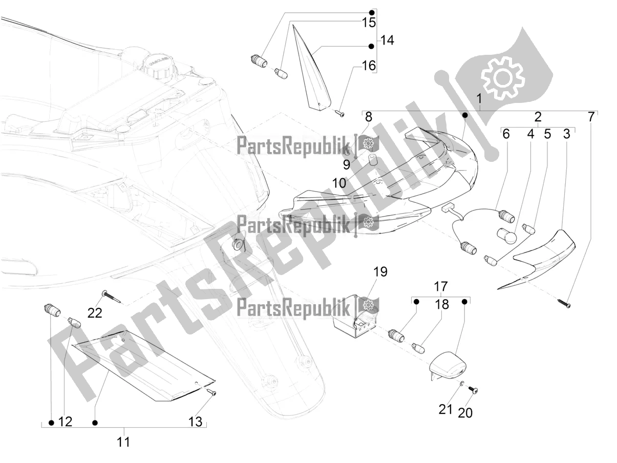 Toutes les pièces pour le Phares Arrière - Clignotants du Piaggio ZIP 50 4T 2020