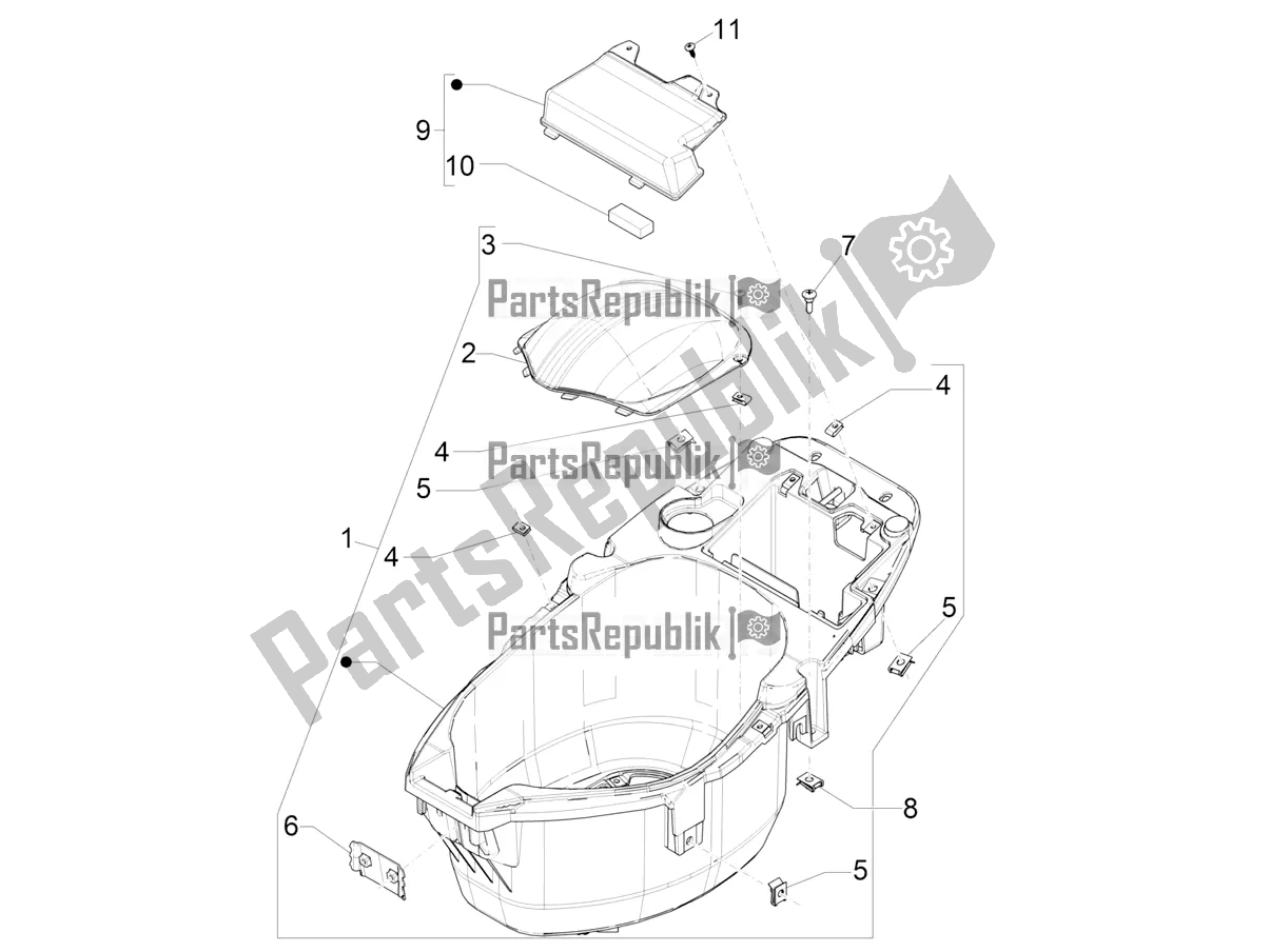 Todas las partes para Carcasa Del Casco - Debajo Del Sillín de Piaggio ZIP 50 4T 2021