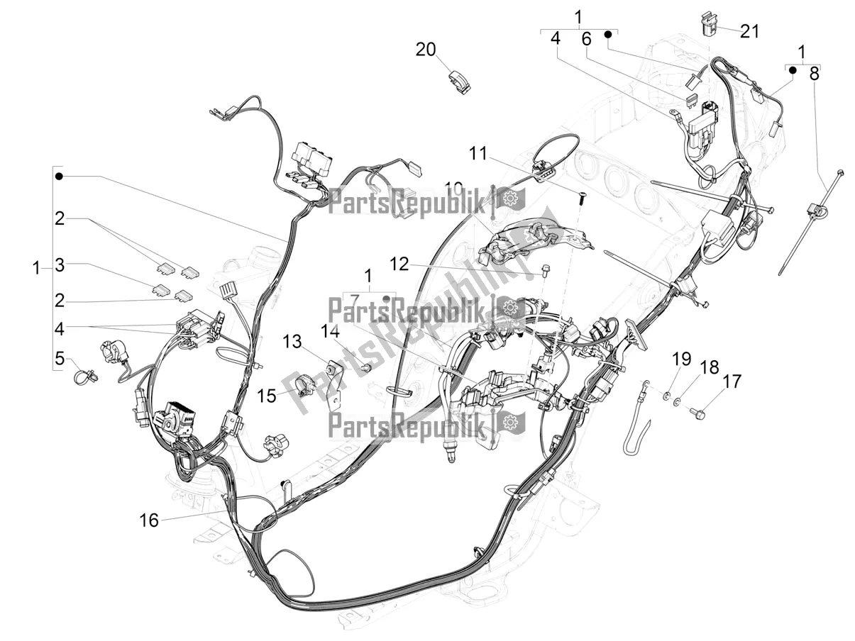 Todas as partes de Chicote De Cabos Principal do Piaggio ZIP 50 4T 2021