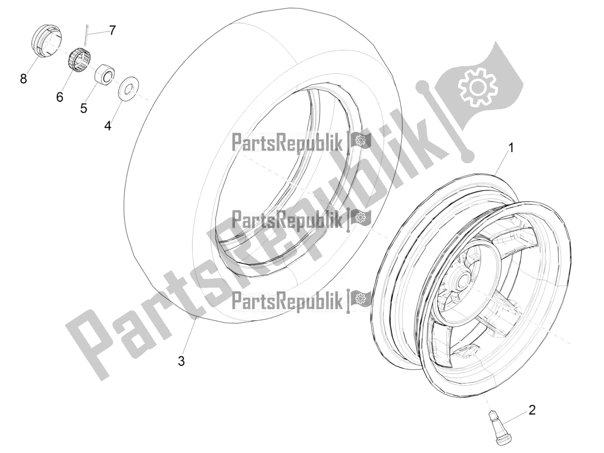 Todas las partes para Rueda Trasera de Piaggio ZIP 50 4T 2021