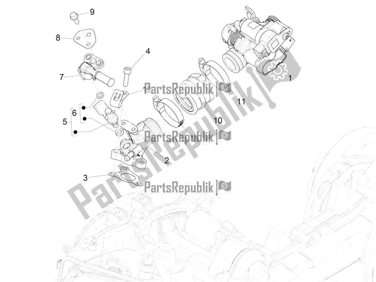 Todas as partes de Throttle Body - Injector - Induction Joint do Piaggio ZIP 50 4T 2021
