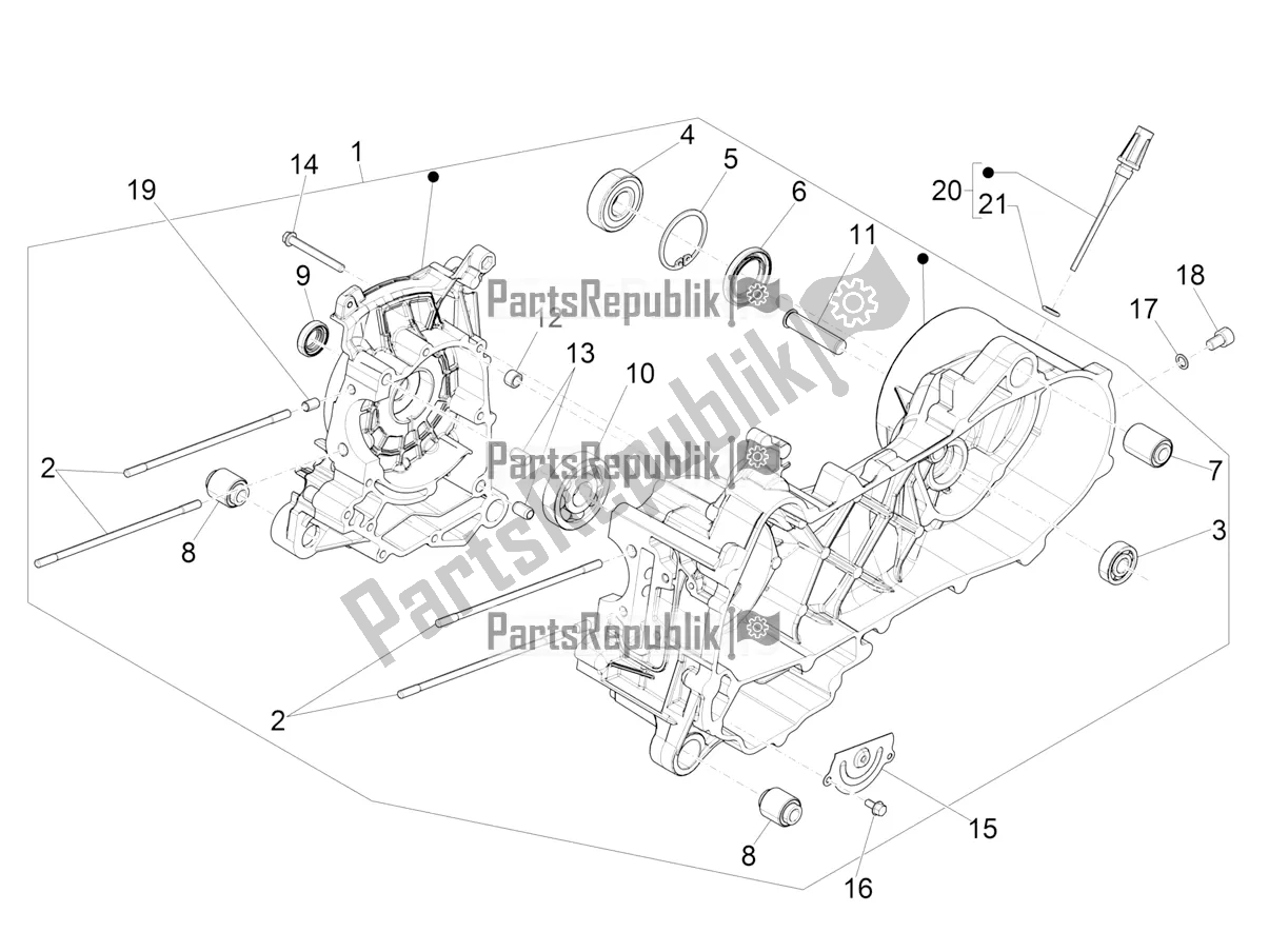 All parts for the Crankcase of the Piaggio ZIP 50 4T 2022