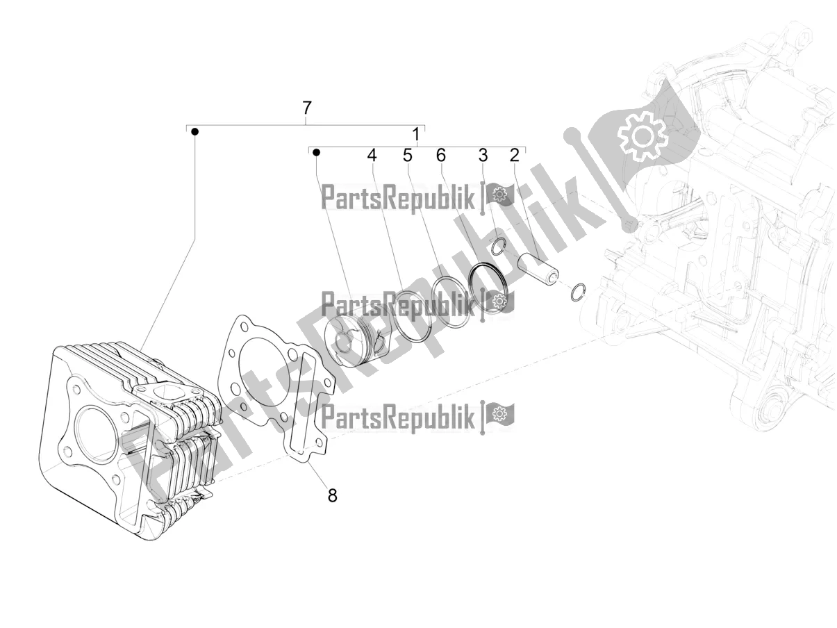 Toutes les pièces pour le Unité Cylindre-piston-axe De Poignet du Piaggio ZIP 50 4T 2022