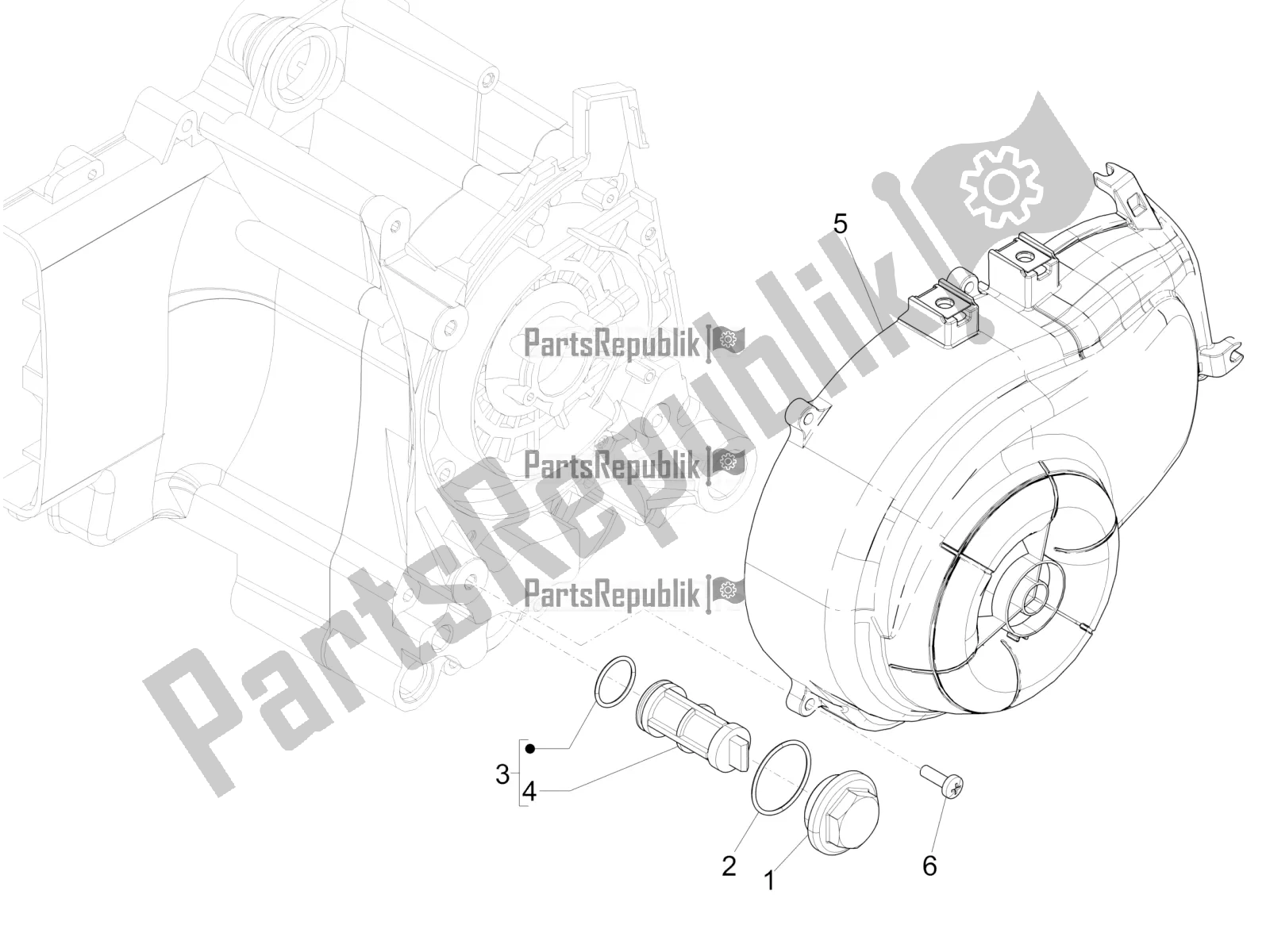 All parts for the Flywheel Magneto Cover - Oil Filter of the Piaggio ZIP 50 4T 2022