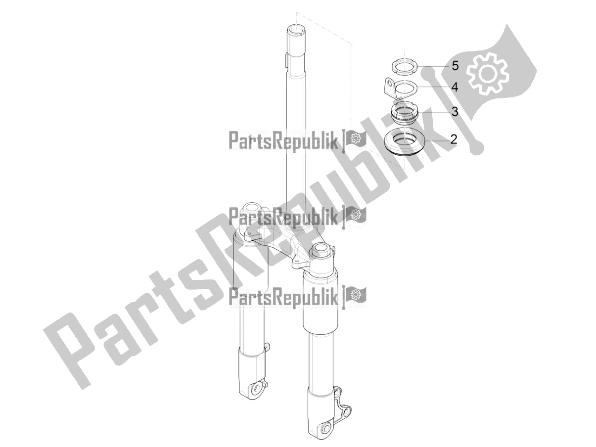 All parts for the Fork/steering Tube - Steering Bearing Unit of the Piaggio ZIP 50 4T 2022