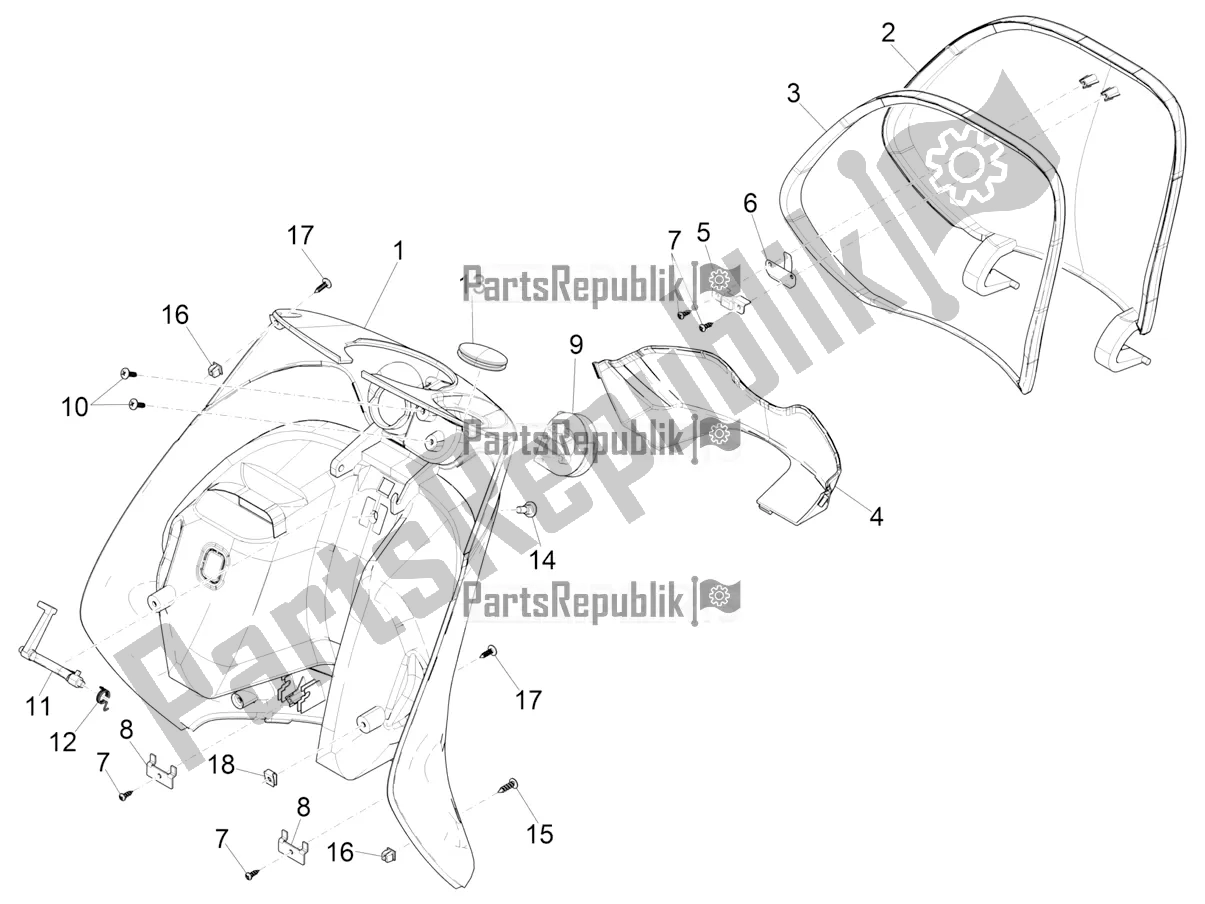 All parts for the Front Glove-box - Knee-guard Panel of the Piaggio ZIP 50 4T 2022