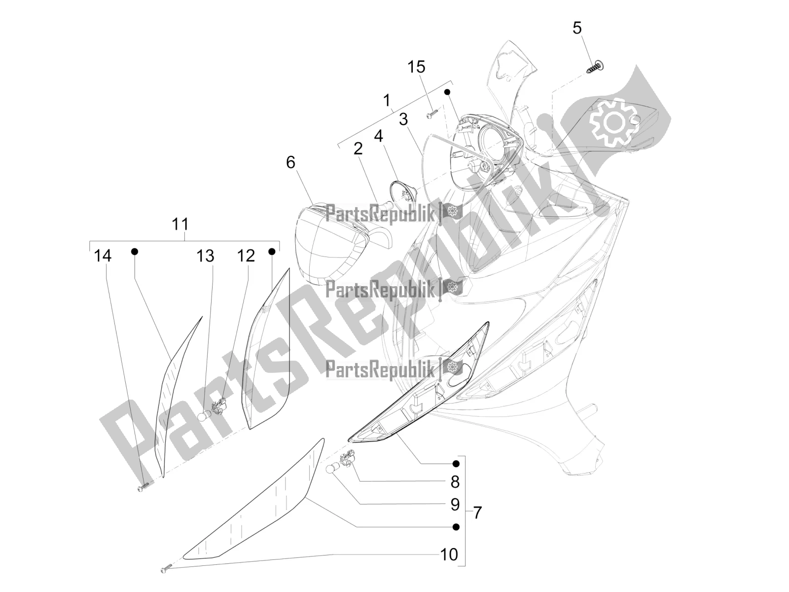 All parts for the Front Headlamps - Turn Signal Lamps of the Piaggio ZIP 50 4T 2022