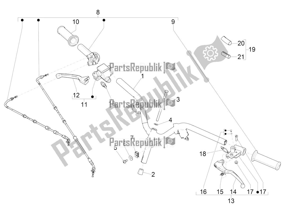 All parts for the Handlebars - Master Cil. Of the Piaggio ZIP 50 4T 2022