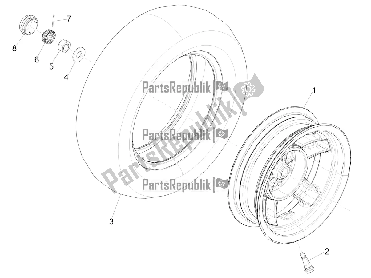 All parts for the Rear Wheel of the Piaggio ZIP 50 4T 2022