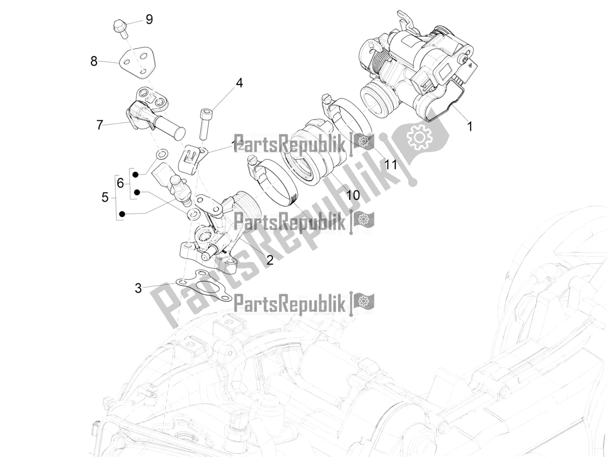 All parts for the Throttle Body - Injector - Induction Joint of the Piaggio ZIP 50 4T 2022