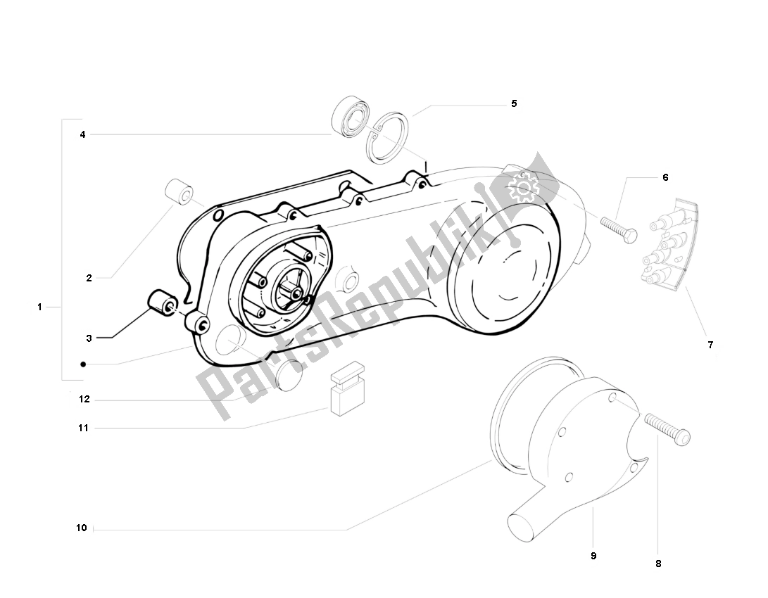 Toutes les pièces pour le Carterdeksel du Piaggio Prima Vera 2T 45 KM H 50 2000 - 2010