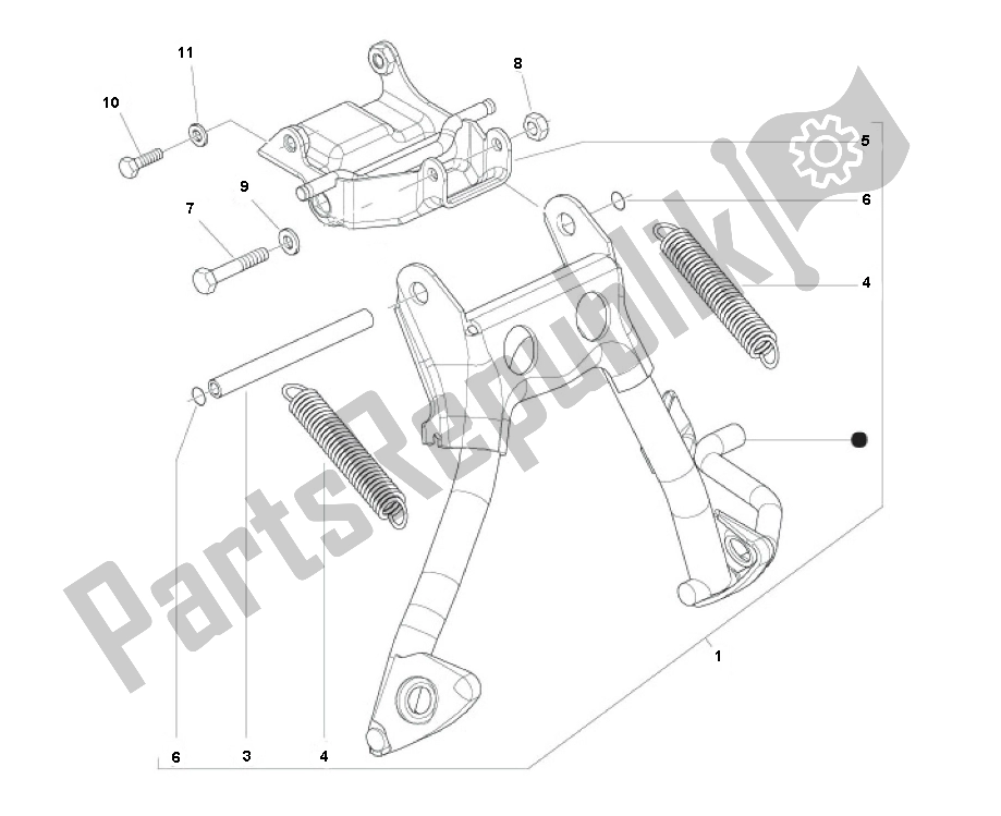 Toutes les pièces pour le Béquille Centrale du Piaggio Prima Vera 2T 45 KM H 50 2000 - 2010