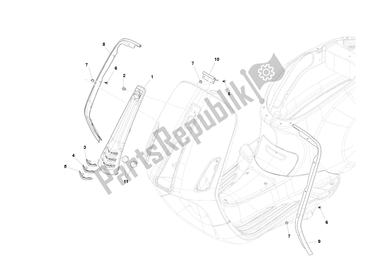 Toutes les pièces pour le Voorscherm du Piaggio Prima Vera 2T 45 KM H 50 2000 - 2010