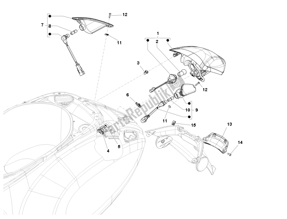 Toutes les pièces pour le Feu Arrière du Piaggio Prima Vera 4T 25 KM H 50 2000 - 2010