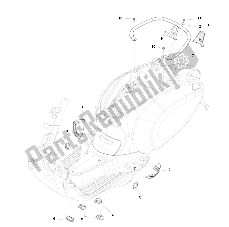 Toutes les pièces pour le Achterbeugel du Piaggio Prima Vera 4T 25 KM H 50 2000 - 2010