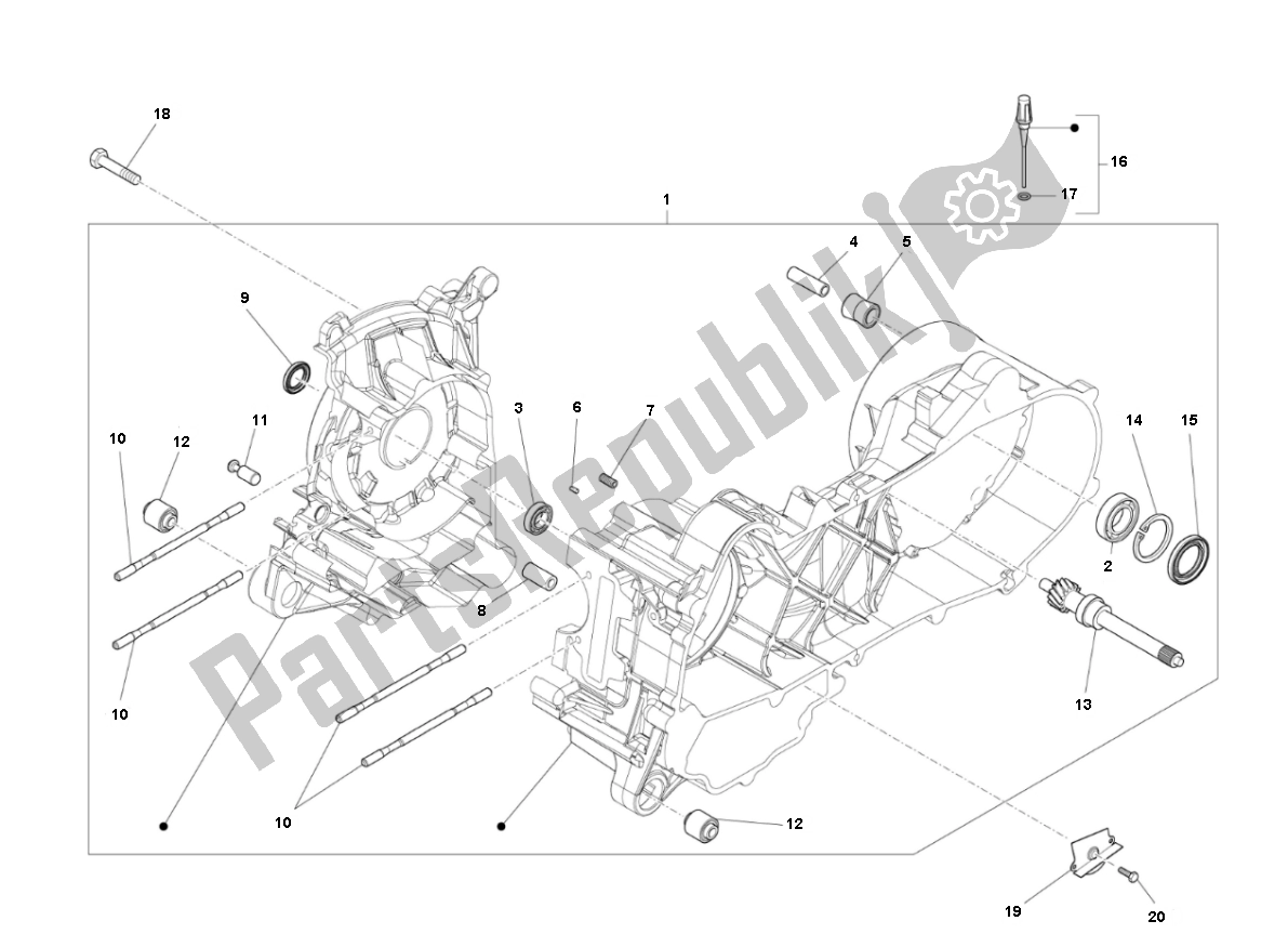 Toutes les pièces pour le Carter du Piaggio Prima Vera 4T 25 KM H 50 2000 - 2010