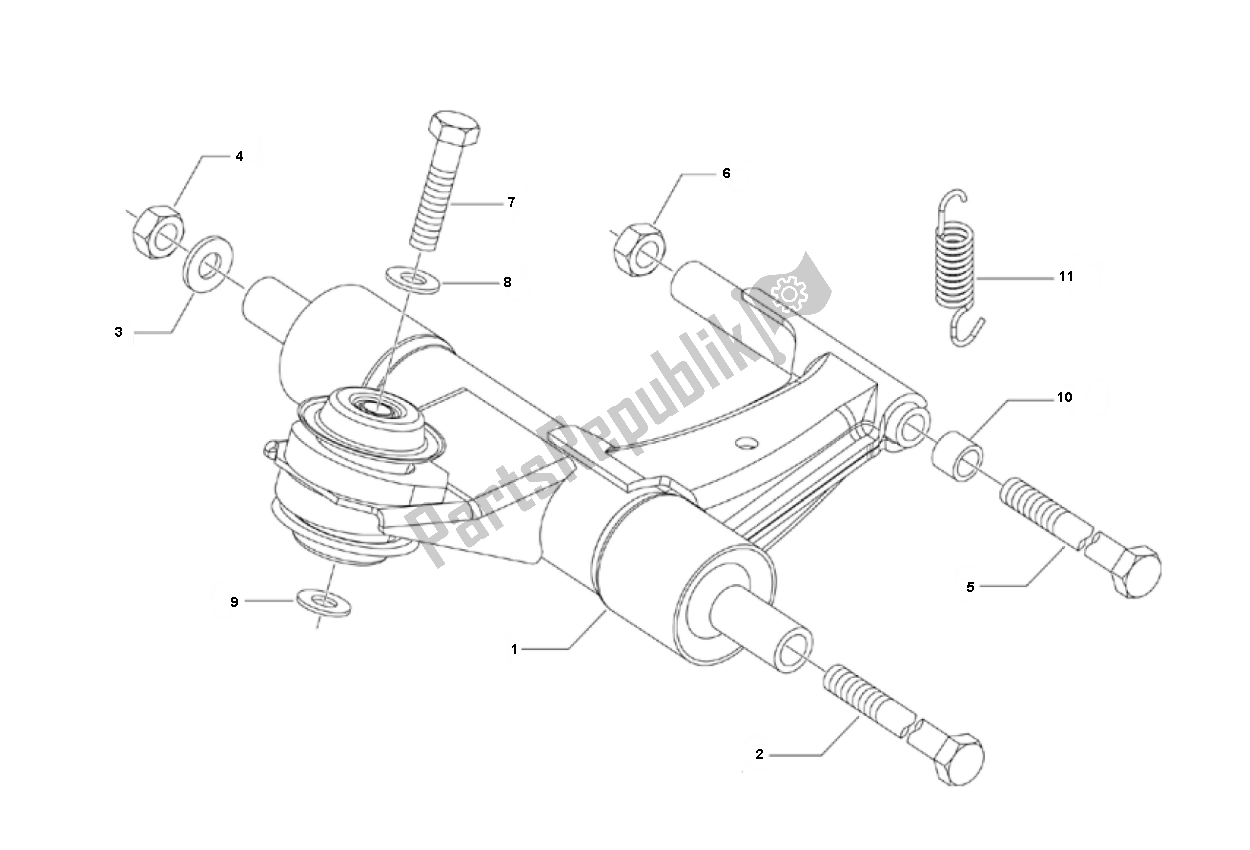 All parts for the Sub Frame of the Piaggio Prima Vera 4T 25 KM H 50 2000 - 2010