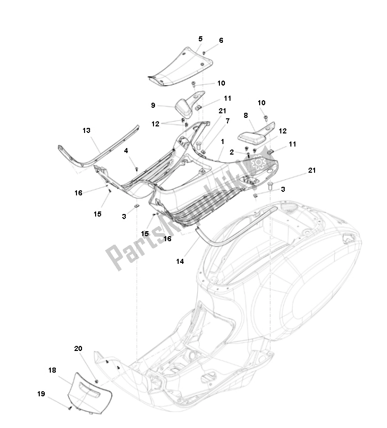 Toutes les pièces pour le Marchepied du Piaggio Prima Vera 4T 25 KM H 50 2000 - 2010