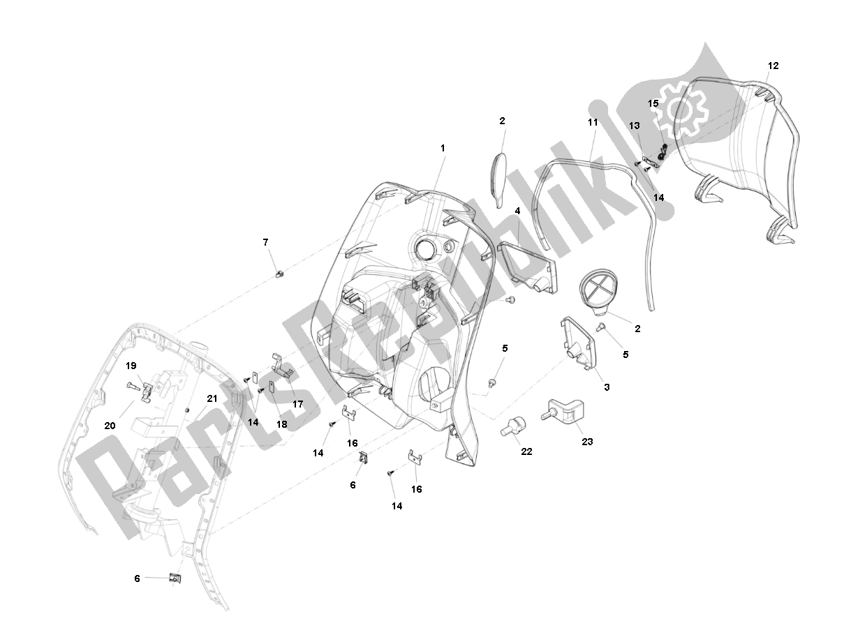 Toutes les pièces pour le Bouclier De Jambe du Piaggio Prima Vera 4T 45 KM H 50 2000 - 2010 Toutes les pièces pour le Bouclier De Jambe du Piaggio Prima Vera 4T 45 KM H 50 2000 - 2010