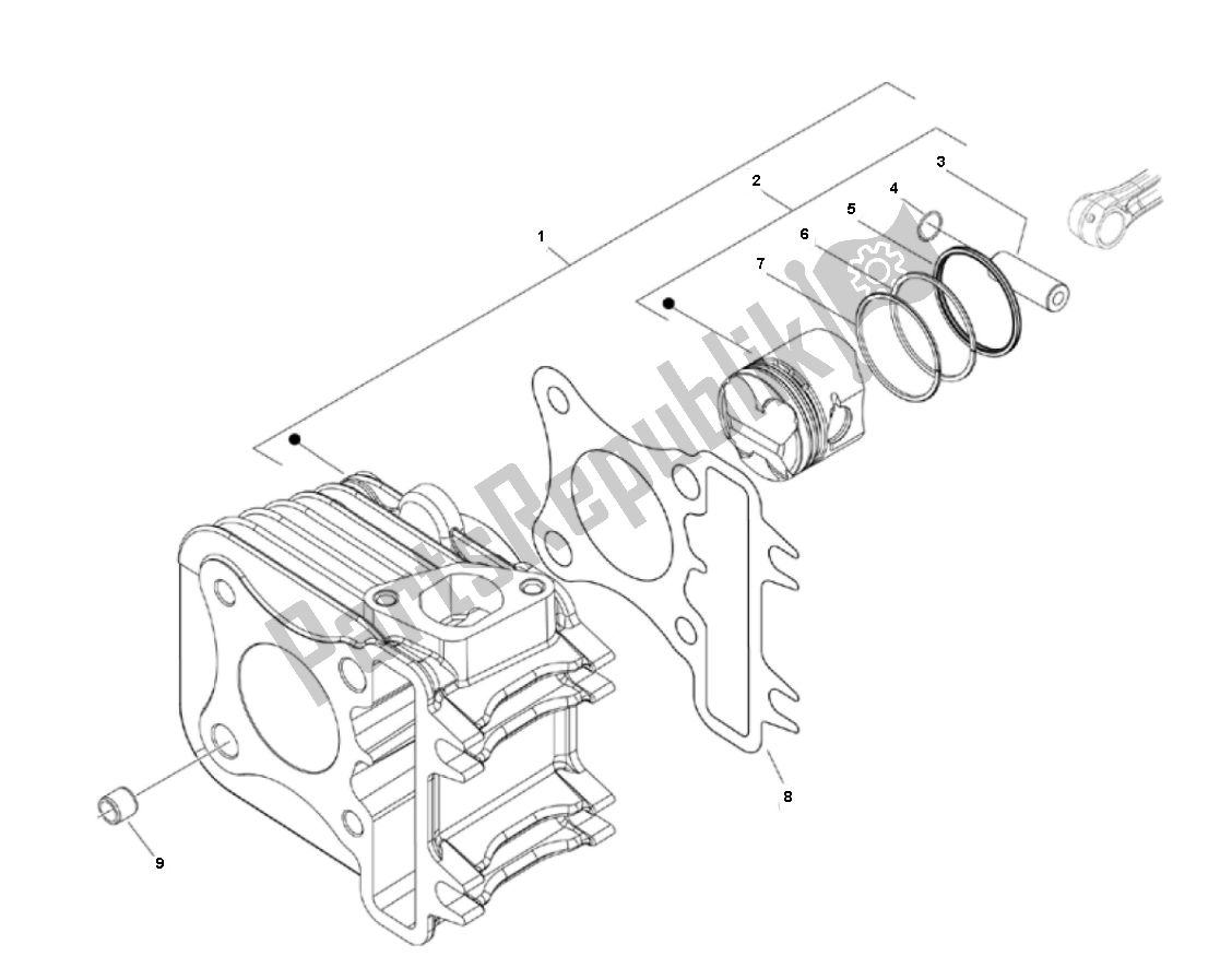 Tutte le parti per il Cilindro del Piaggio Prima Vera 4T 45 KM H 50 2000 - 2010