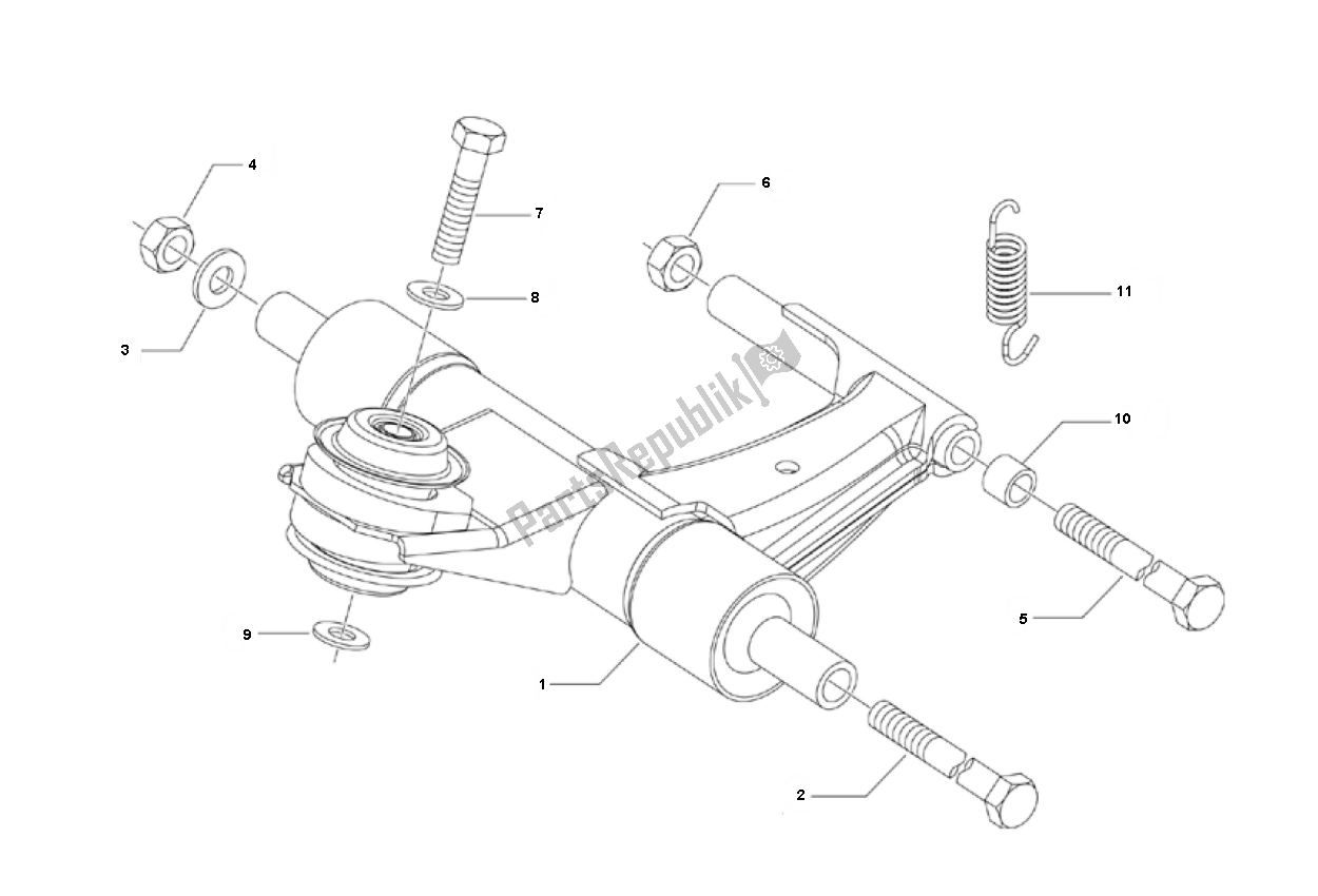 All parts for the Sub Frame of the Piaggio Prima Vera 4T 45 KM H 50 2000 - 2010