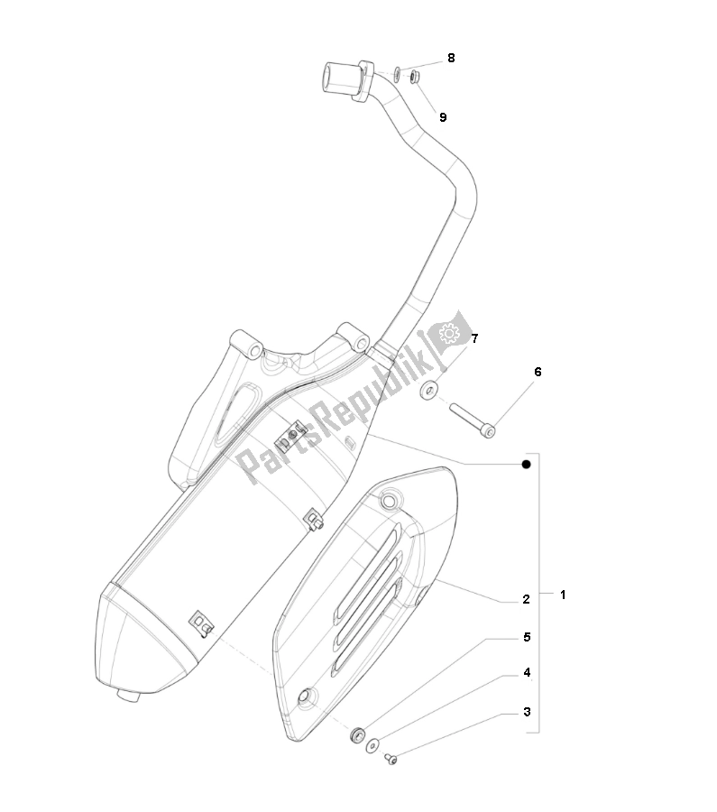 Tutte le parti per il Scarico del Piaggio Prima Vera 4T 45 KM H 50 2000 - 2010