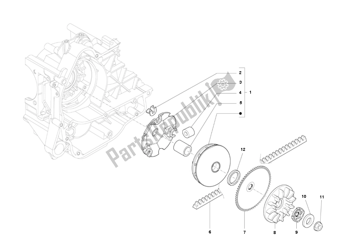 Tutte le parti per il Vario del Piaggio Prima Vera 4T 45 KM H 50 2000 - 2010