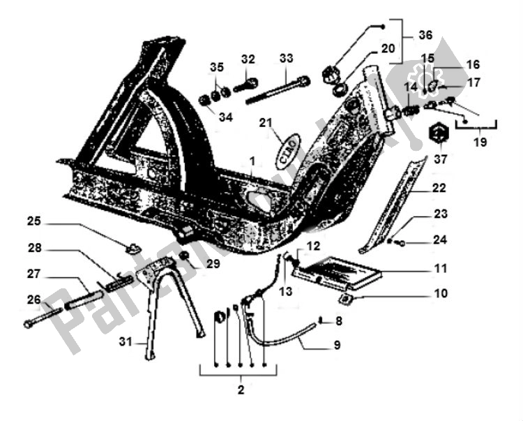 Alle onderdelen voor de Frame van de Piaggio Vespa Ciao 50 2000 - 2010