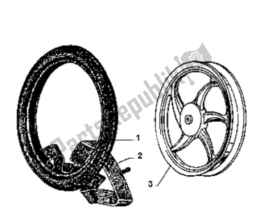All parts for the Rear Wheel of the Piaggio Vespa Ciao 50 2000 - 2010