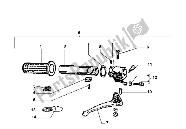 Wszystkie części do Gashandle Piaggio Vespa Ciao 50 2000 - 2010