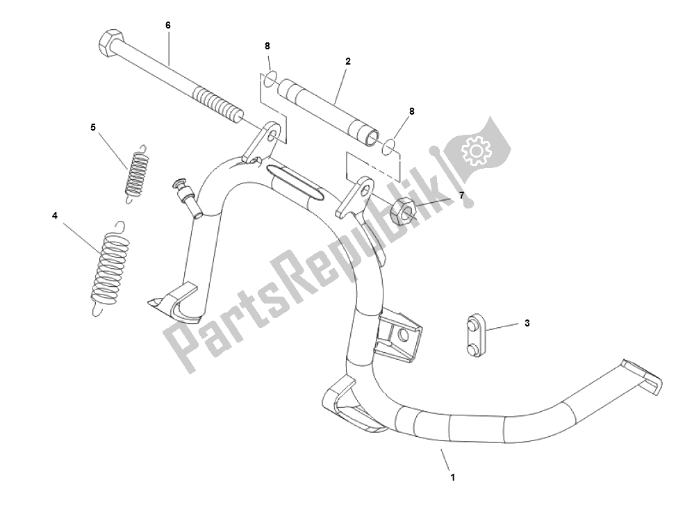 All parts for the Center Stand of the Piaggio ZIP 50 4T 2006 2013 2000 - 2010